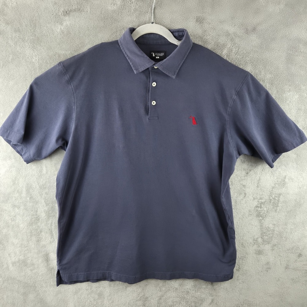 Local Boy Outfitters Polo Shirt Mens XL Blue Stretch Dog Logo Cotton Casual
